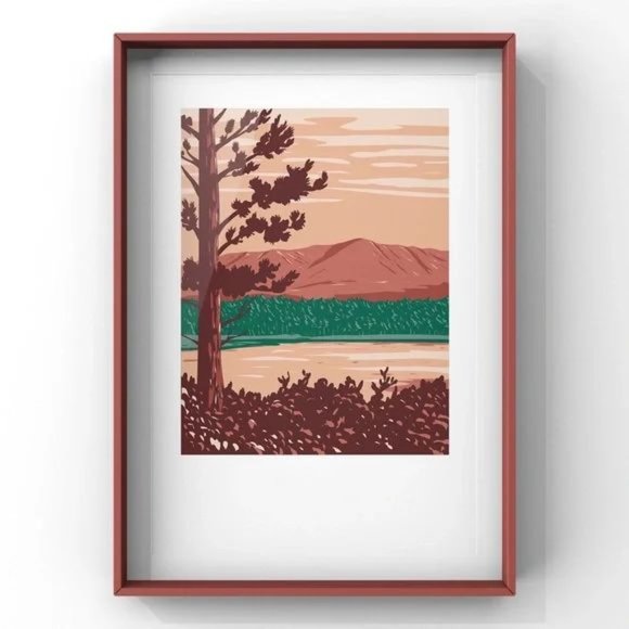 Wall art of Mount Katahdin, Maine North Woods and river flowing in Katahdin Wood - Picture 1 of 2